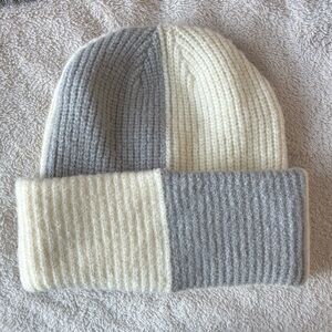 Checkered Trendy Gray and Cream Beanie